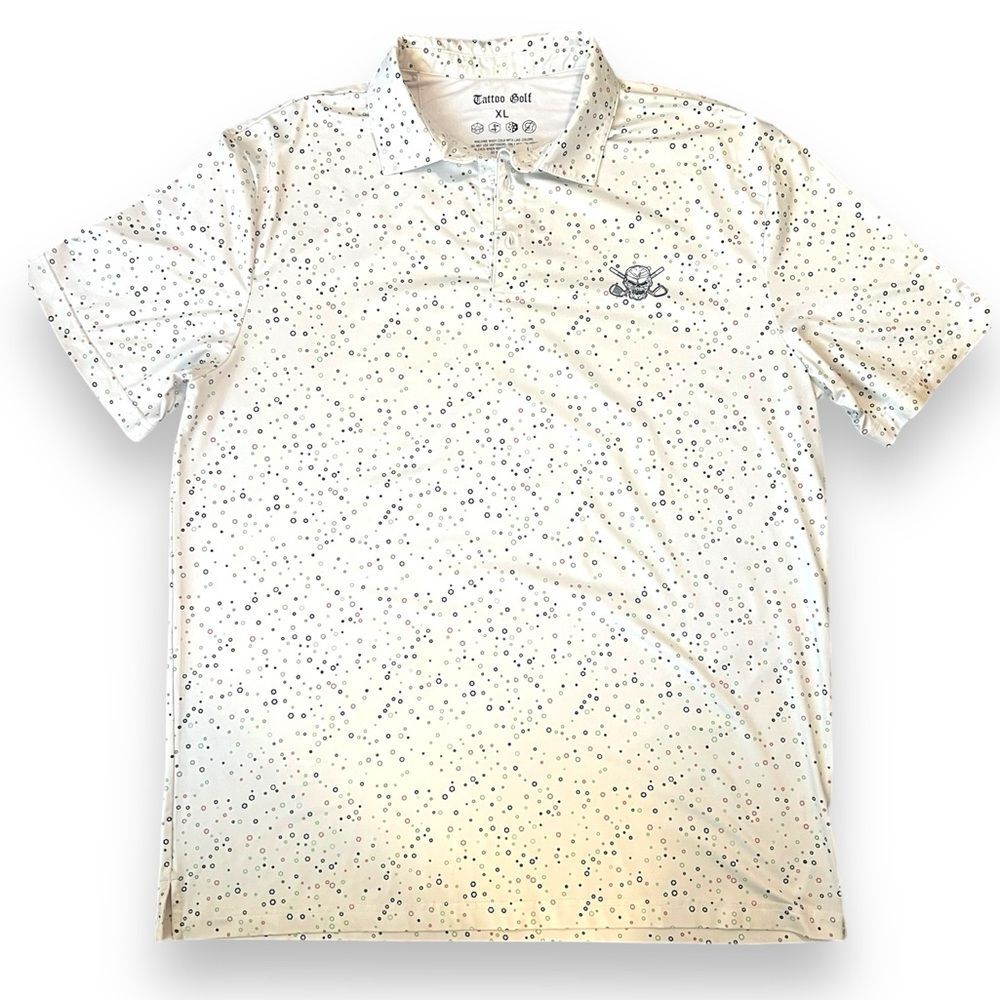 Tattoo Golf Mens Performance Players Cool-Stretch Golf Shirt Skull White Size XL